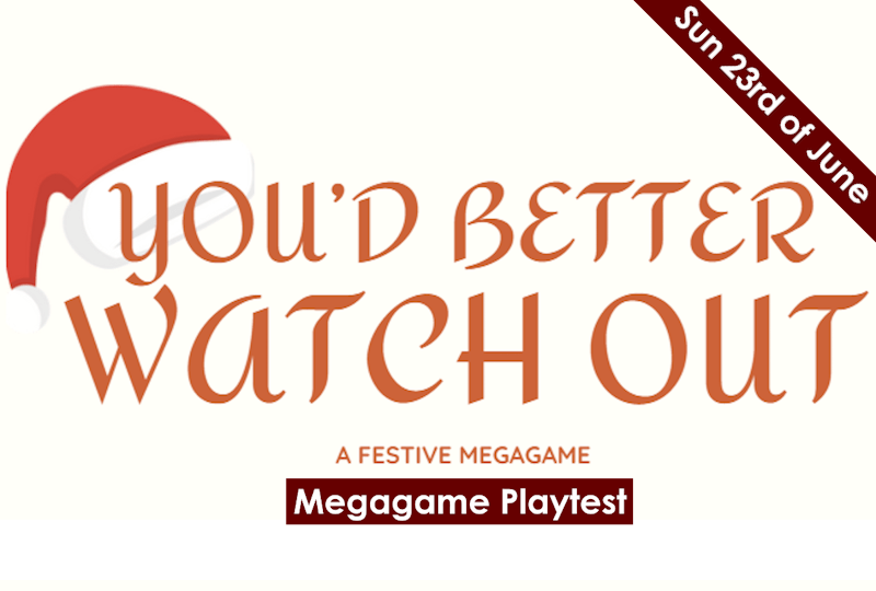 title of the event with a santa hat