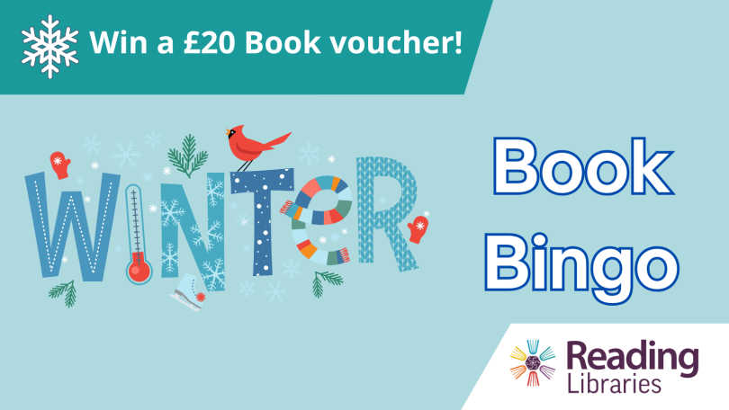 Poster for Reading Libraries advertising Winter Book bingo