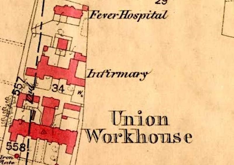 A map showing the layout of Reading workhouse