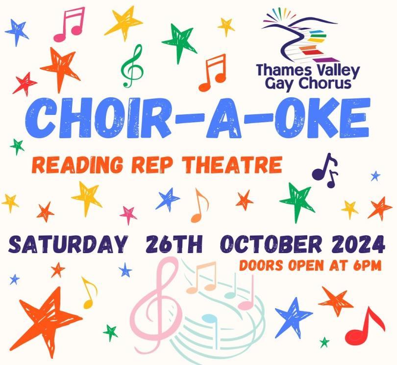 Poster for choir-a-oke at Reading Rep Theatre on 26th October at 6pm