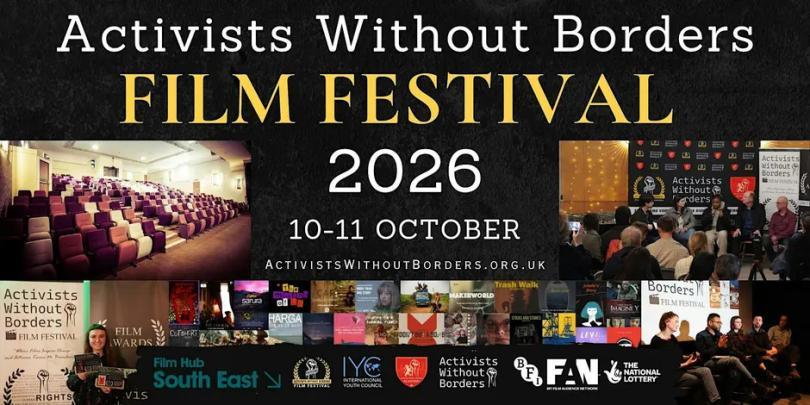 Activists Without Borders Film Festival 2026 poster with lots of images and logos