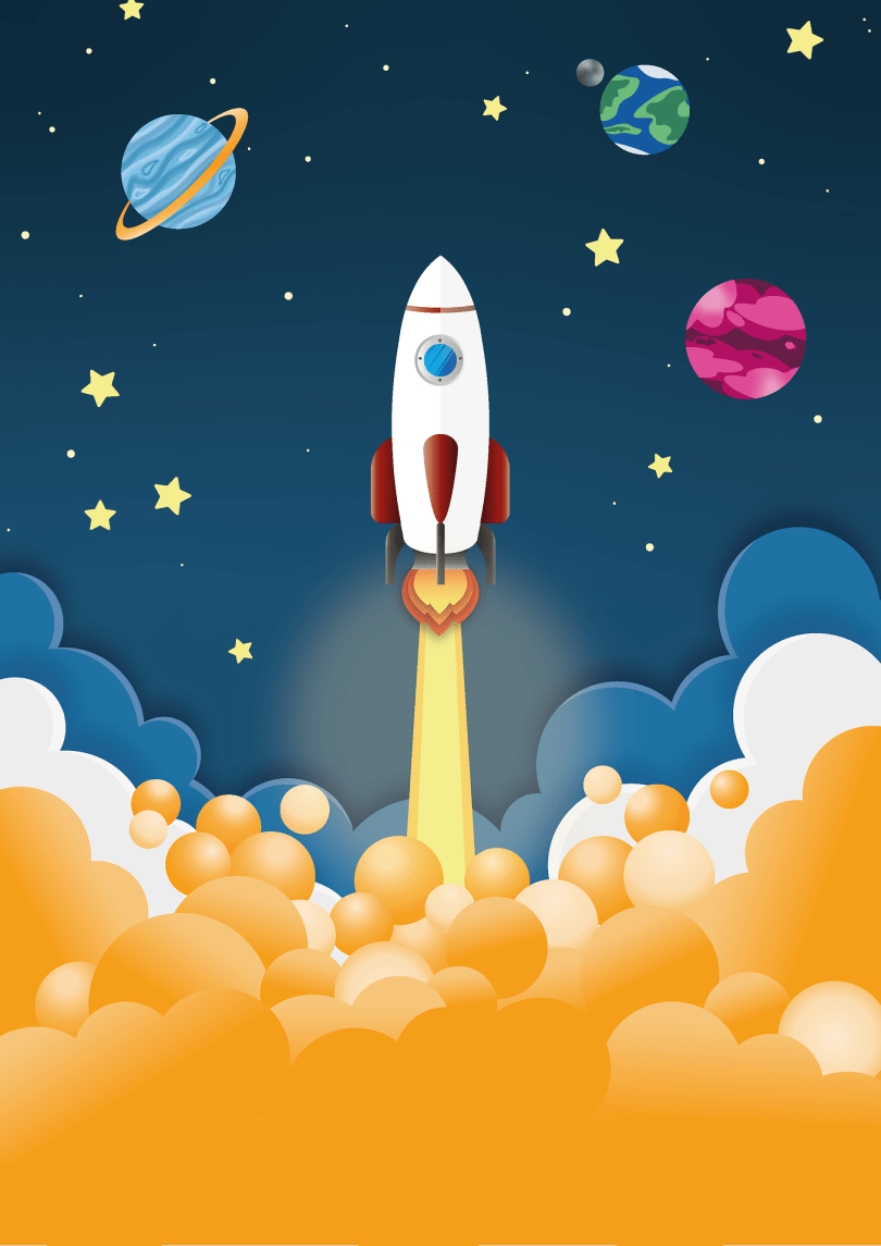 Image of a rocket soaring across the heavens with a wording 'Reading Loves Reading'.