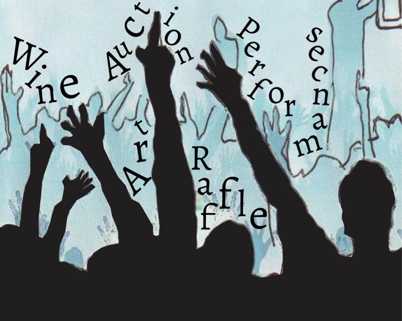 cartoon image of hands being raised in silhouette