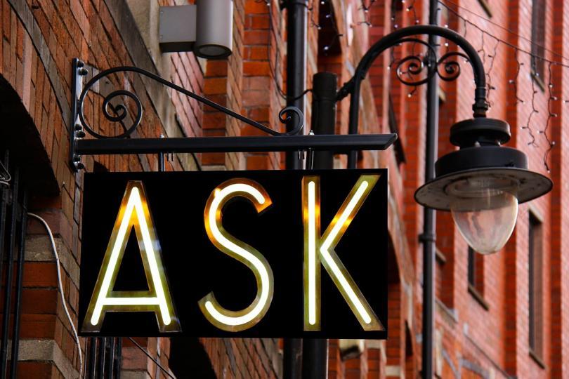 Ask restaurant sign