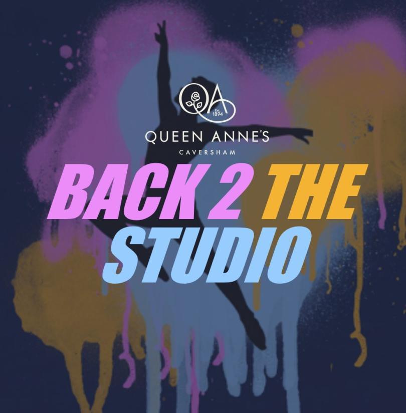 A silhouette of a dancer with the headline: Back 2 the studio