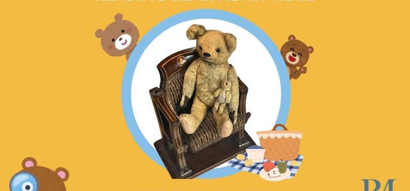 Yellow banner with images of teddy bears