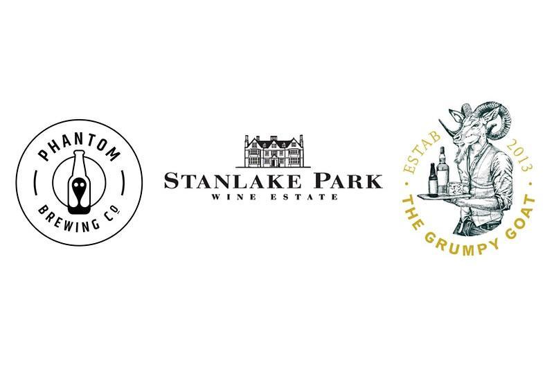 Logos for Phantom Brewing Co, Stanlake Park Wine Estate and The Grumpy Goat