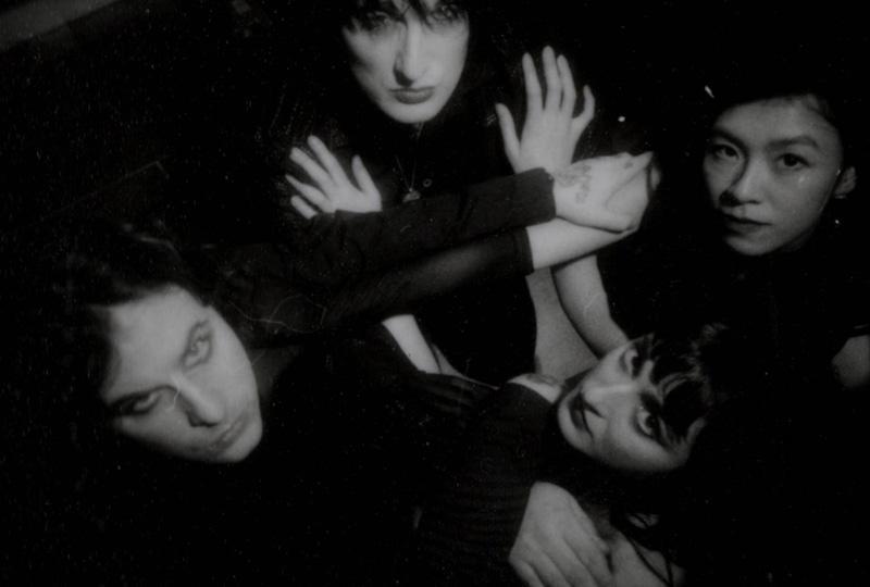 Members of the band Black Bordello as seen from above