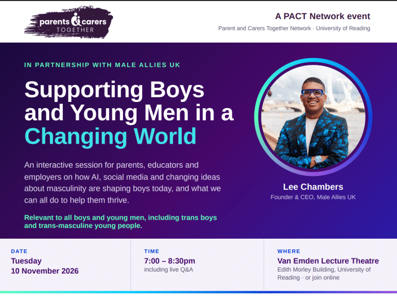 Banner with info about the event and a headshot of the guest speaker