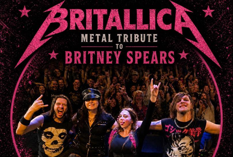 Britallica logo over an image of band members on stage