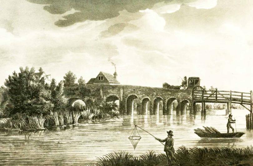 Caversham Old Bridge - antiquarian print
