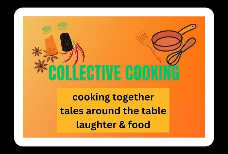 Poster with images of food and a frying pan