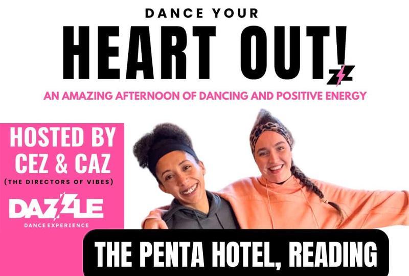 Poster for Dance Your Heart Out with Dazzle Dance Experience with an image of the dance instructors Cz and Cez