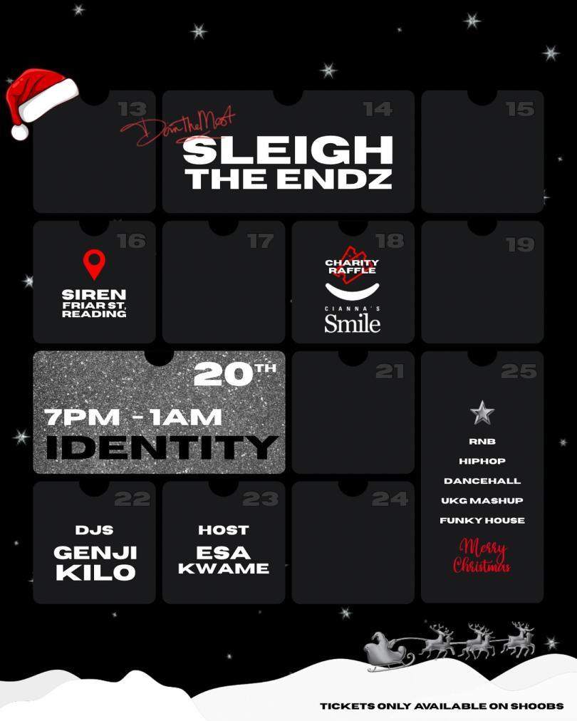 Poster for IDENTITY - SLEIGH THE ENDZ designed like an advent calendar