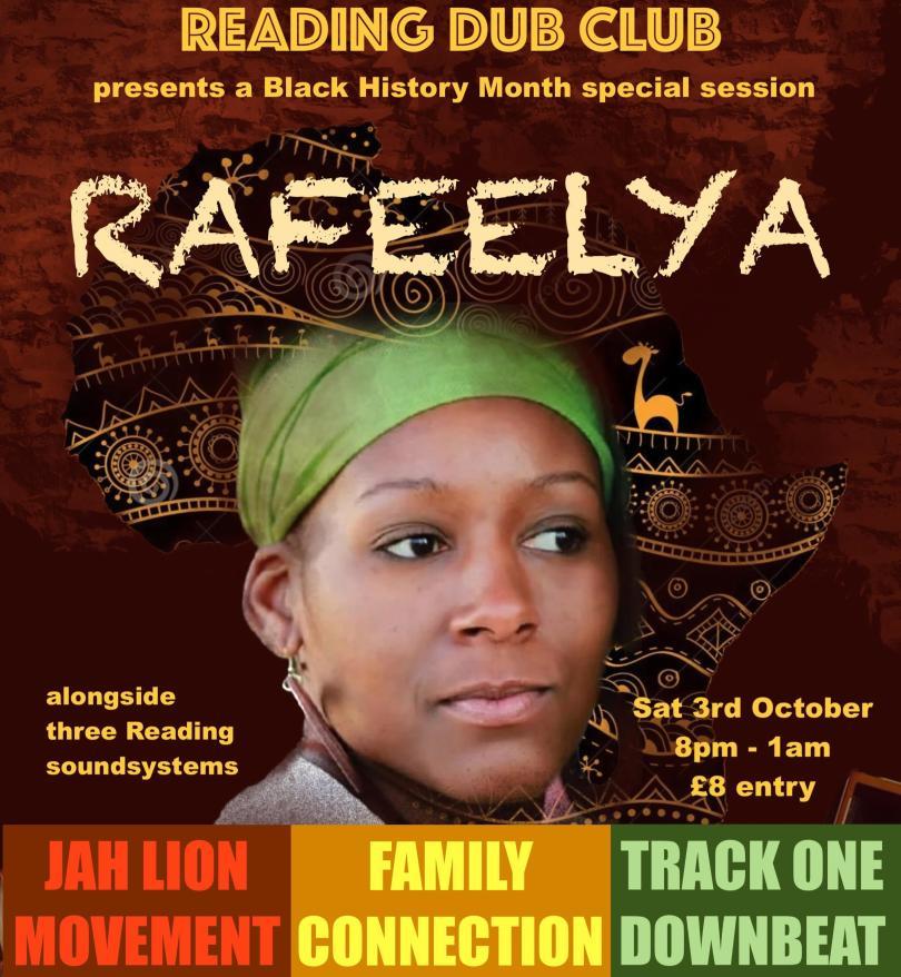 A black woman's face, wearing a headscarf, under the header saying Rafeelya