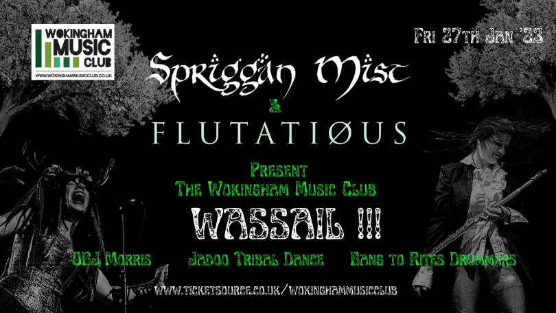 details of the concert featuring Spriggan Mist and Flutatious