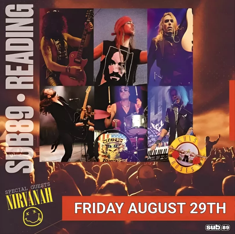 Colalge of images of Guns & Roses tribute band members