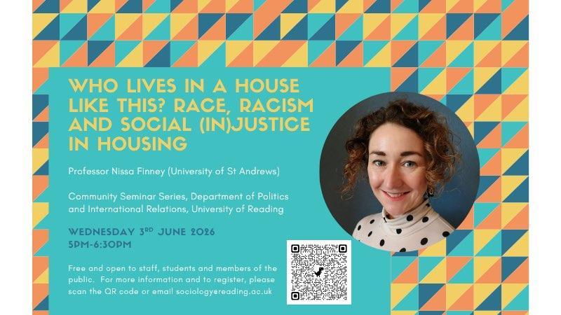 Event poster with photo of Professor Nissa Finney
