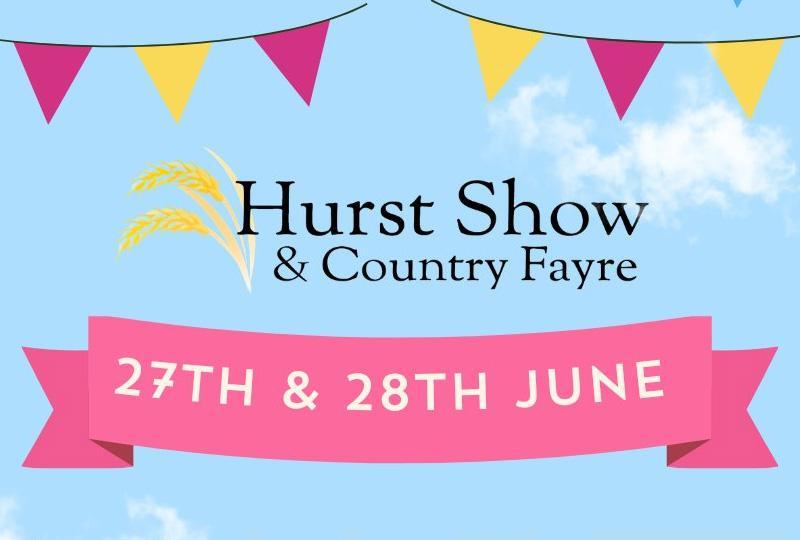 Poster for Hurst Show and Country Fayre with artwork to look like bunting