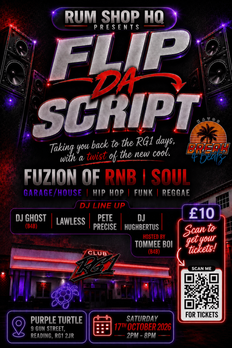 FLIP DA SCRIPT, image with qr code to buy tickets