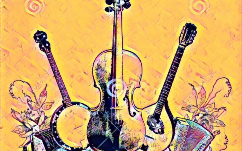 Inage of instruments on an orange background