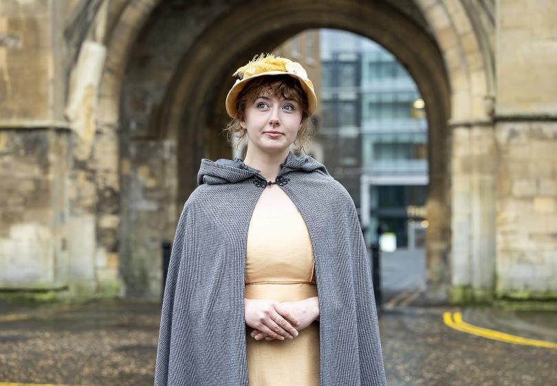 Woman dressed as Jane Austen