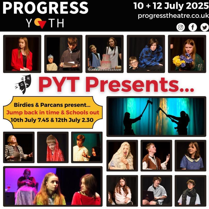 Montage of youth theatre members on stage
