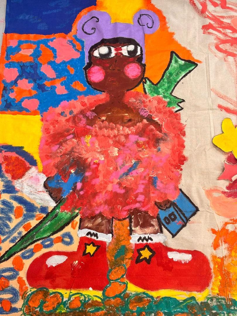 bright painting of cartoon character