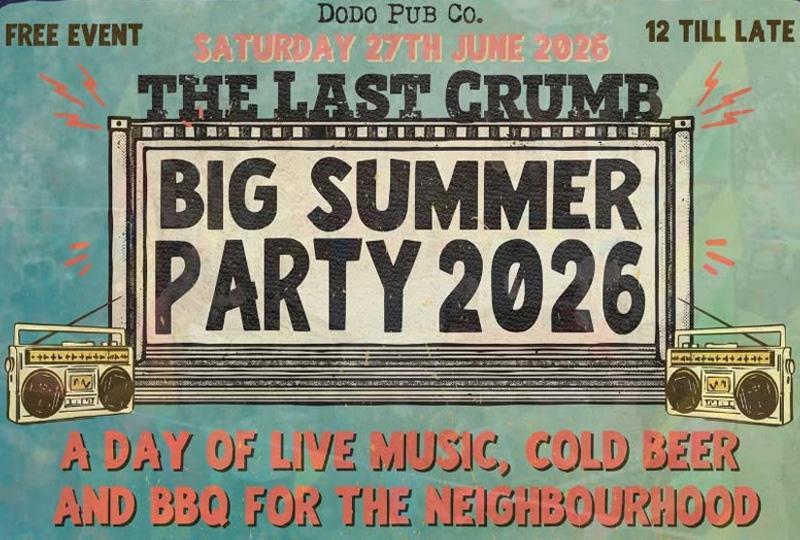 The Big Summer Party poster with the title against a breen background