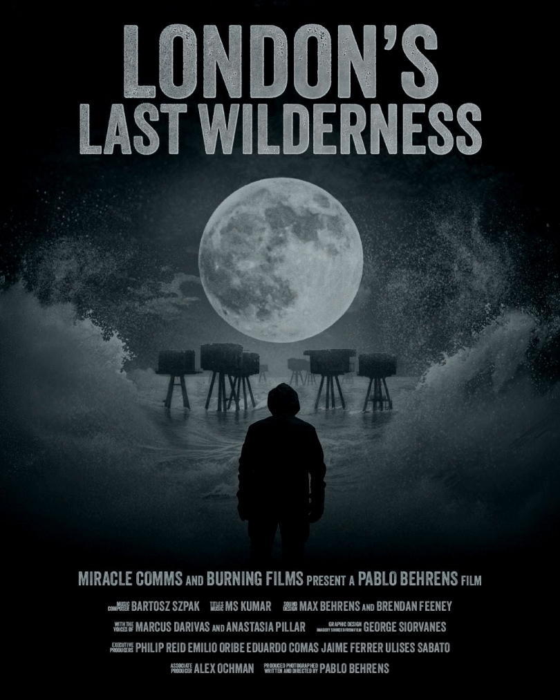 Film poster with a silhouetted person in front of a moon