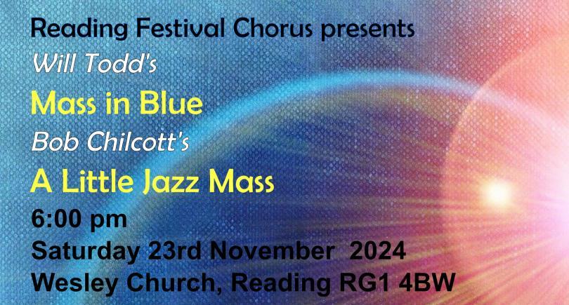 poster for Mass in Blue and A Little Jazz Mass, with the titles over a red and blue background