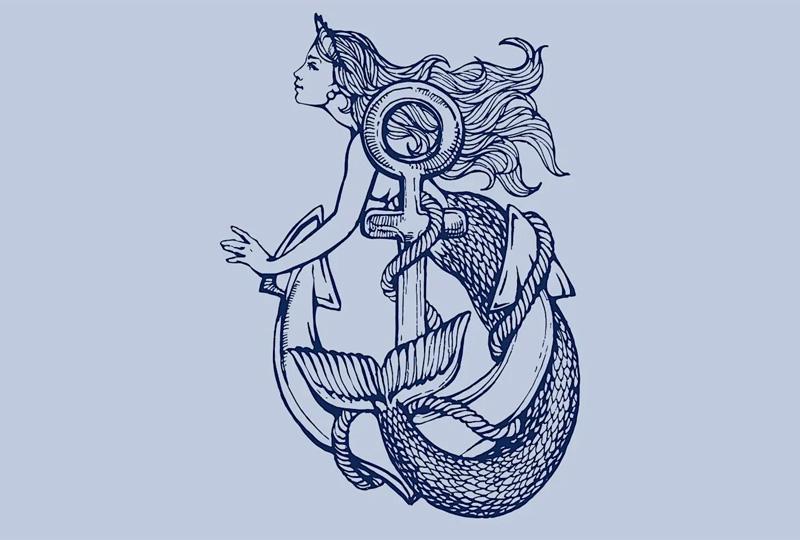 Drawing of a mermaid