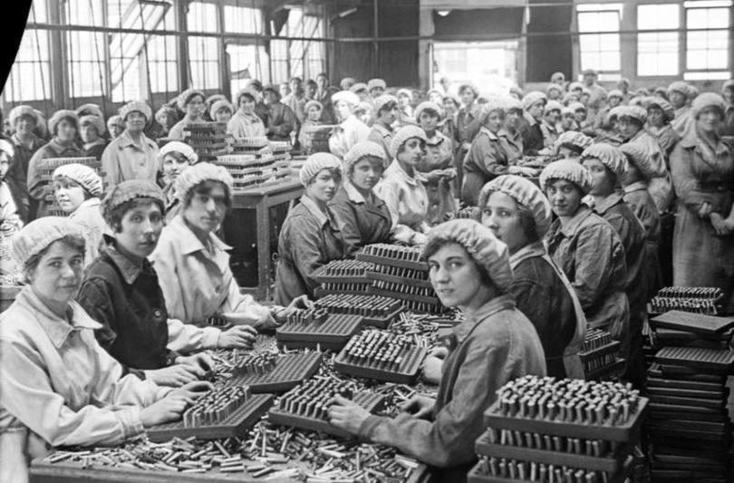 women and girls working in an armaments factory - world war one