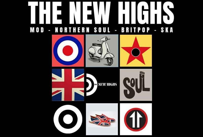 The New Highs logo, with a 9-square grid of mode and Britpop iconography, including a target, union Jack and Vespa