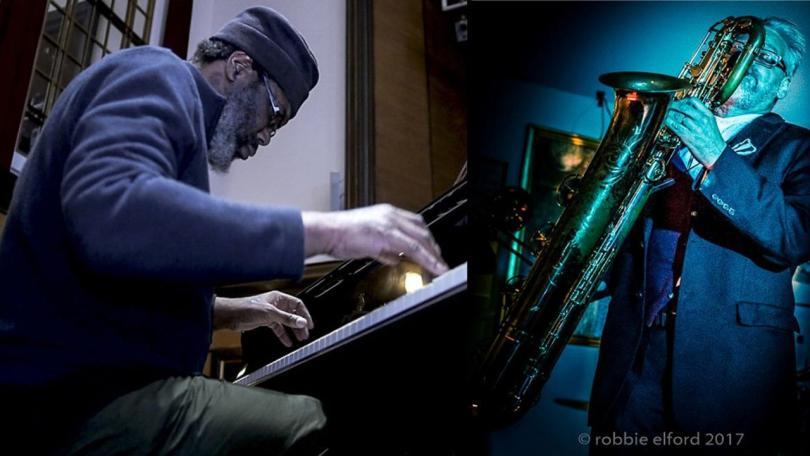 Musicians Pat Thomas on the piano and Tim Hill on the saxophone