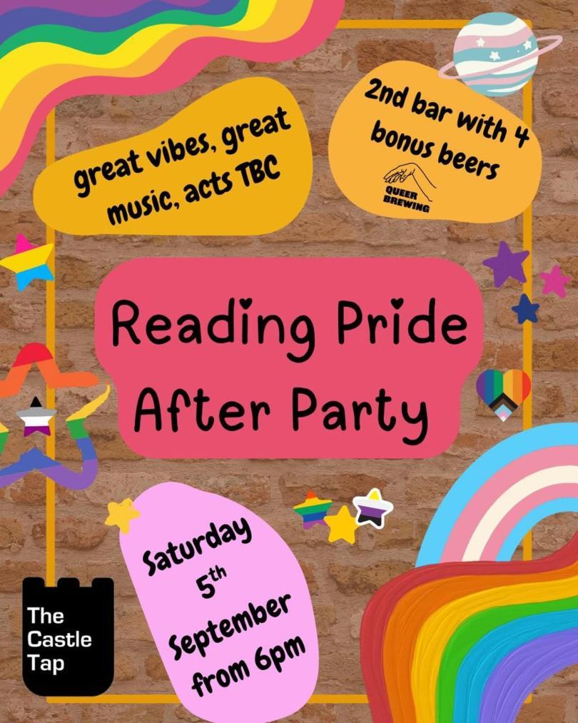 poster with info about the event and some rainbow imagery