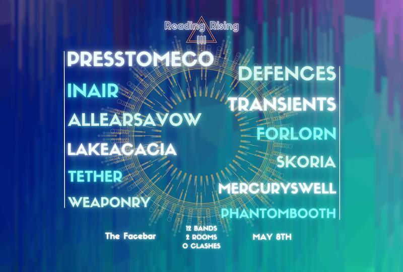 Poster for Reading Rising 3 with list of bands playing