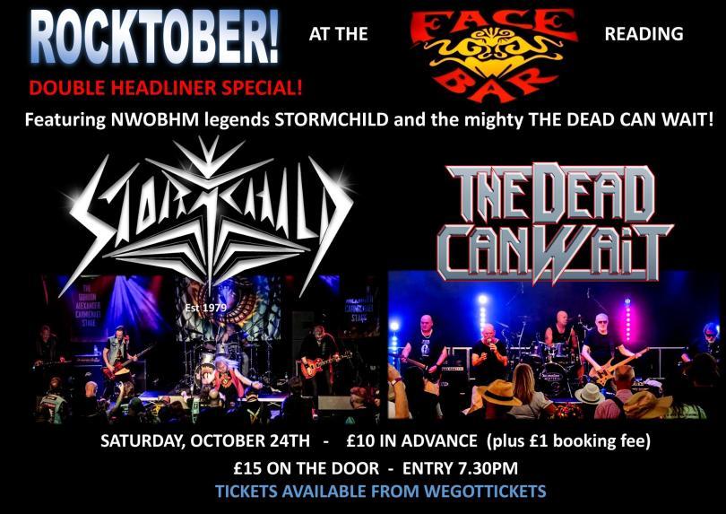 Event poster with photos of the two bands and their logos