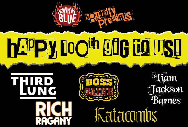 Poster with logos for Runnin' Blue and the bands performing