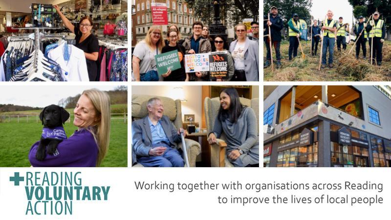 Montage of people doing volunteering roles