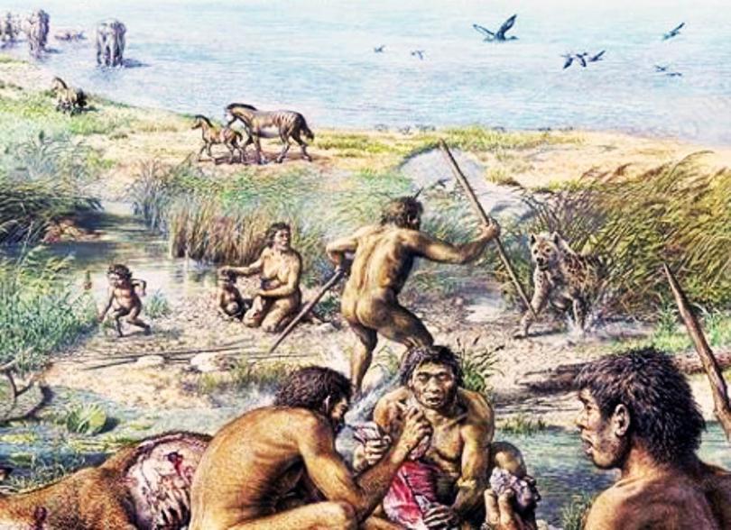 drawing of what the landscape may have looked like in the prehistoric period