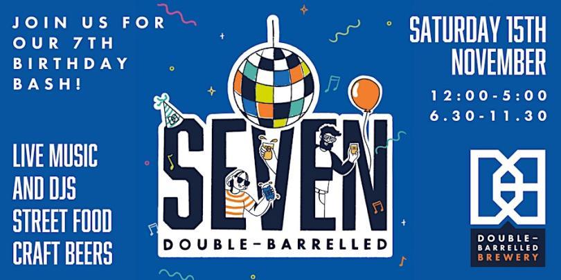 Poster for DB SEVEN with a disco ball and balloons