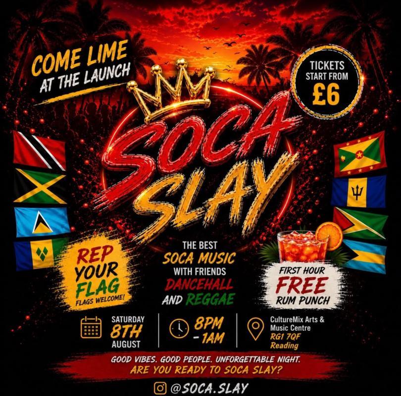 AI generated poster with various Caribbean flags and info about the event