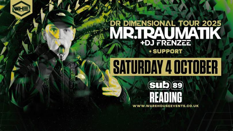 Green-tinted poster featuring rapper Mr Traumatik