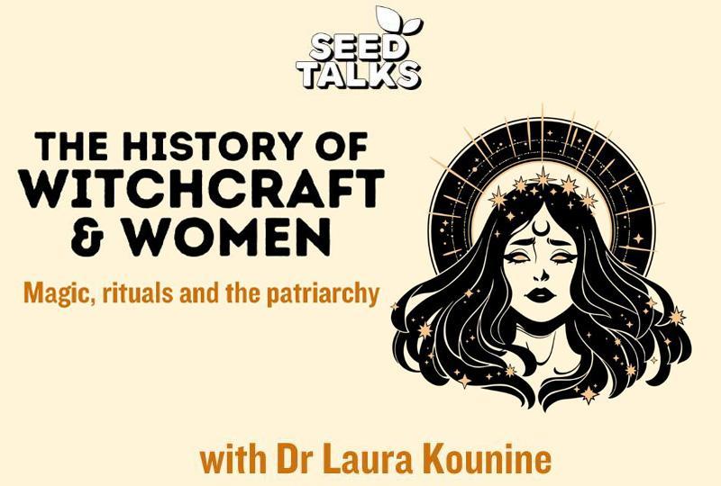 The History of Witchcraft and Women poster with artwork of a witch