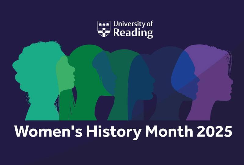 University of Reading Women's History Month logo with five overlapping silhouettes of women's heads