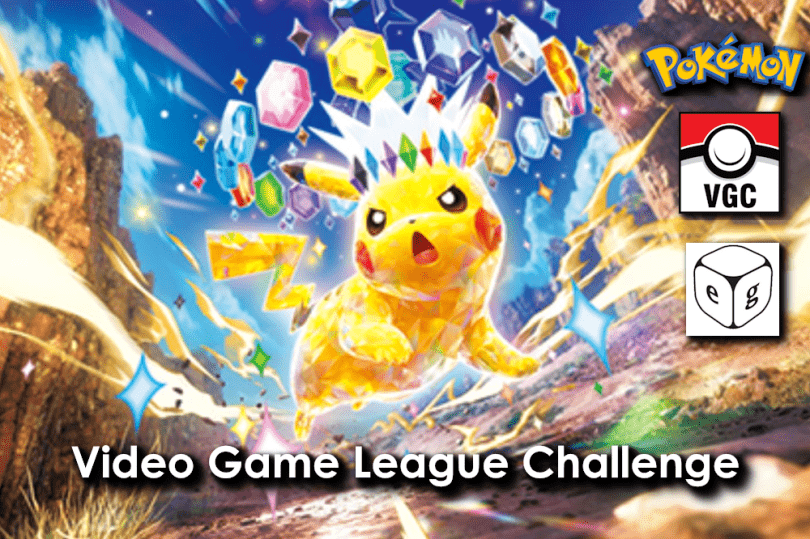 pikachu from surging sparks with the text pokemon video game challenge league