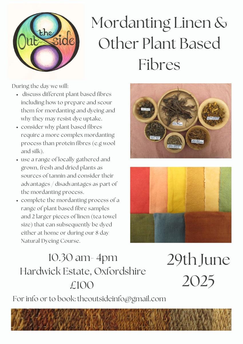 Flyer for Mordanting Linen and Other Plant Based Fibres Workshop