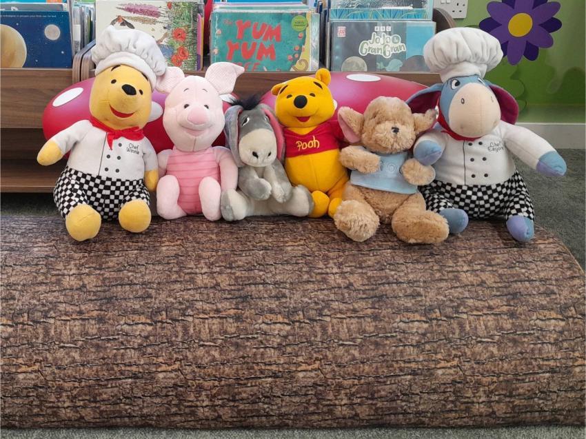 Image of cuddly toys from the Winnie-the-Pooh books by A. A. Milne