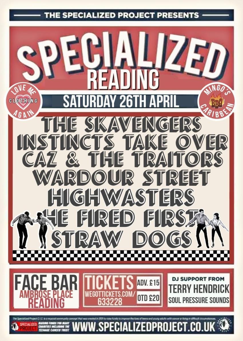 Specialized Reading poster featuring a list of bands